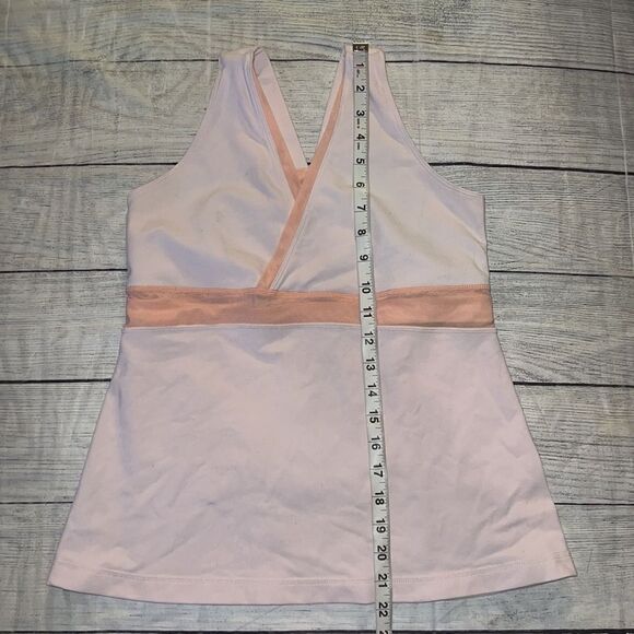 Lululemon Peach Mesh Cross-Front Built in Bra Thick Strap Tank Top Athleisure - Picture 5 of 6